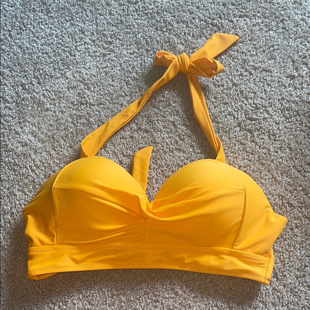 Yellow Halter Bikini Top size medium tie top and duel tie back swim wear bikini - Picture 1 of 4